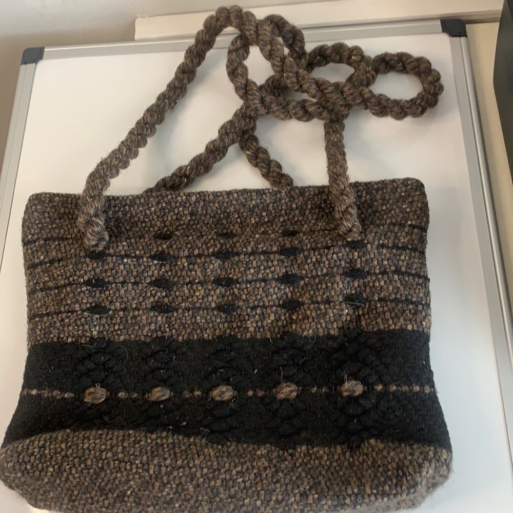 Vintage Heavy Knit Bag , Rope Straps